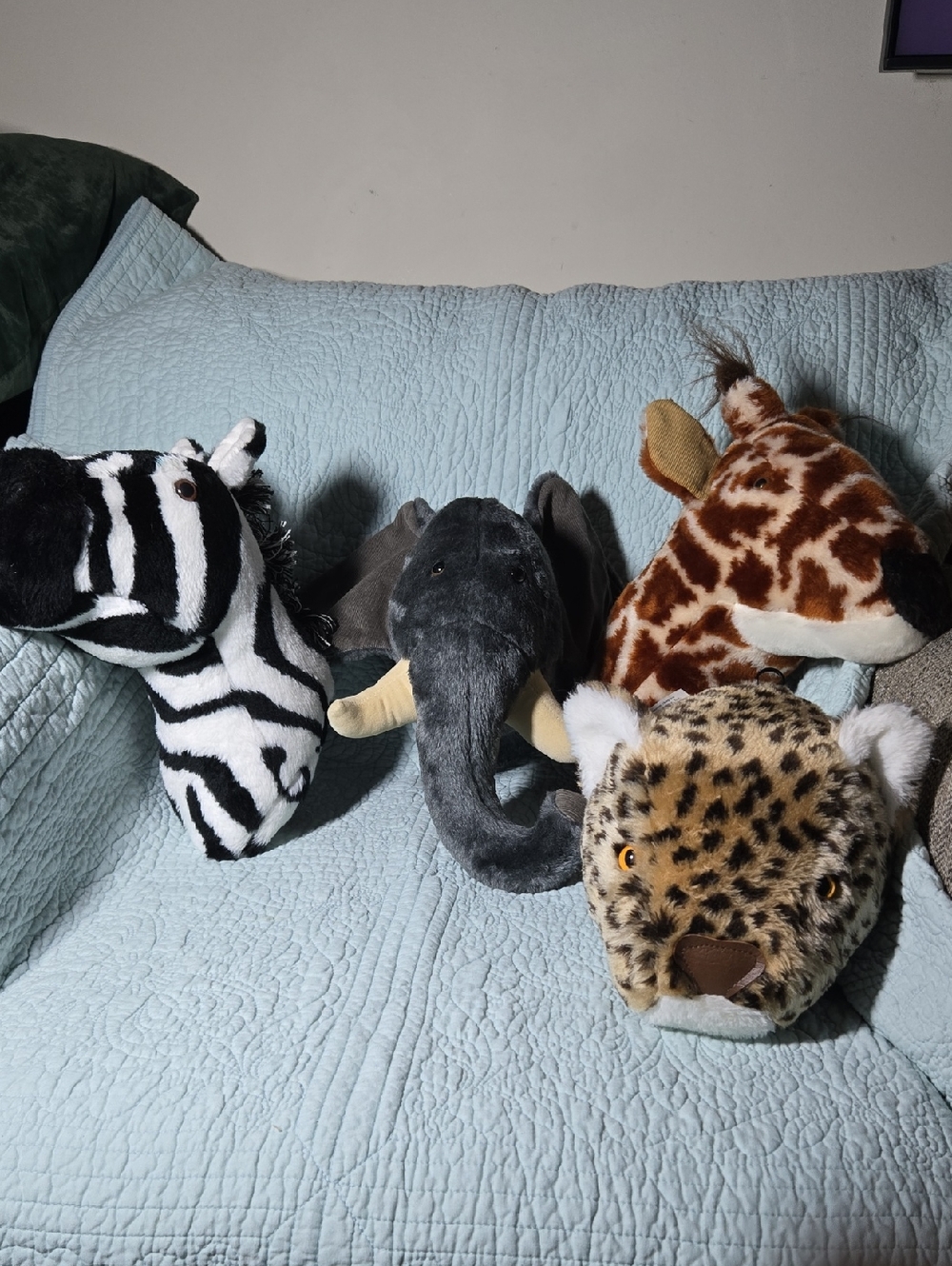 Dianne Shapiro Soft-Sculpture Animal Heads Giraffe Elephant Zebra Leopard